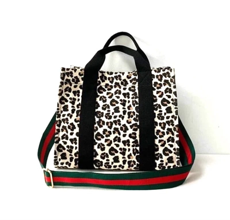 

leopard printing camo printing canvas small tote crossbody bag multi use ladies