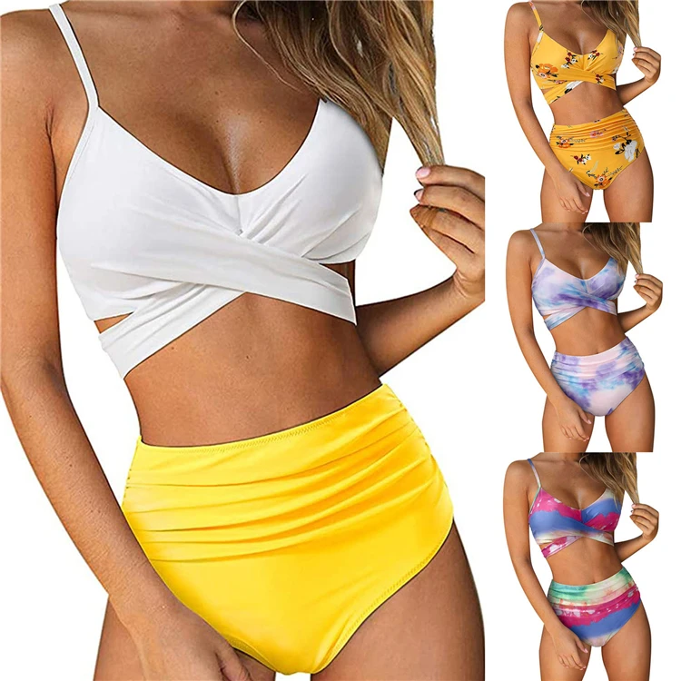 

DUODUOCOLOR Beach high waist swimsuit for 2021 two piece set tie dye women bikini the new summer gradient clothing D97590