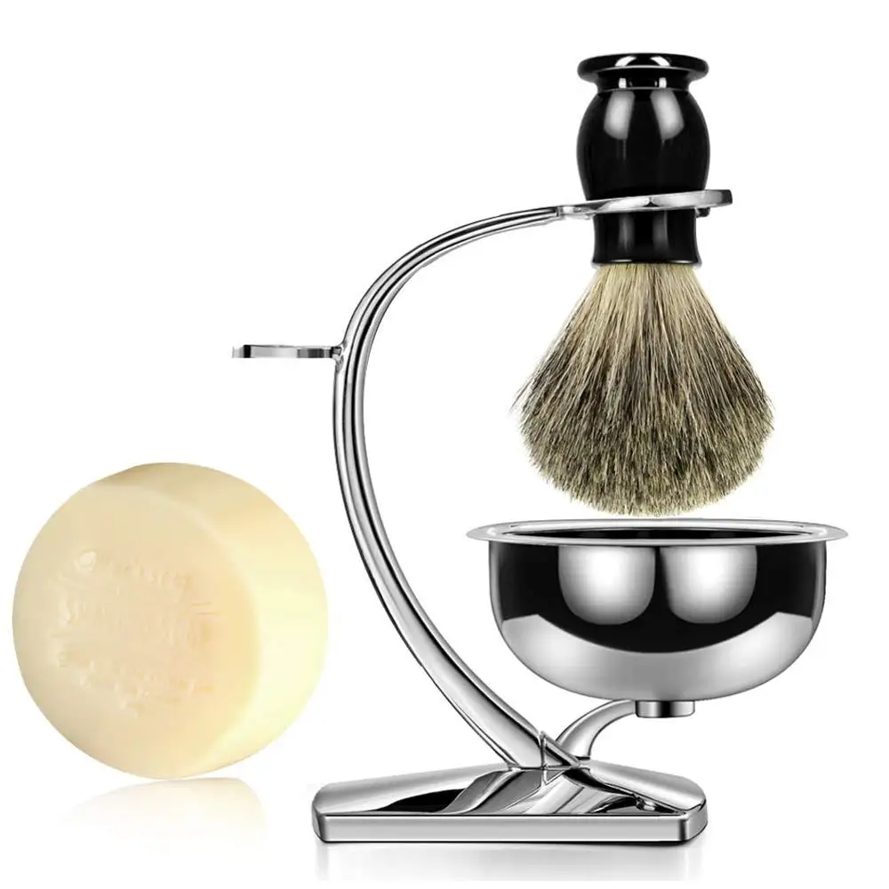 

Shaving Kit for Gentleman Wet Shave, Durable Stainless Steel Stand, Shaving Soap Cream, Black