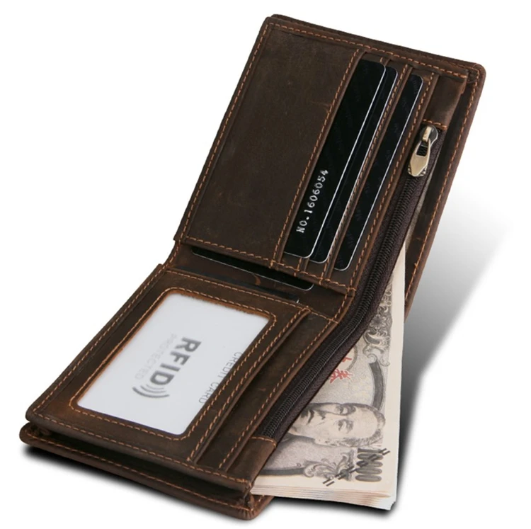 

wholesale short men's credit card holder wallet with zipper coin pocket