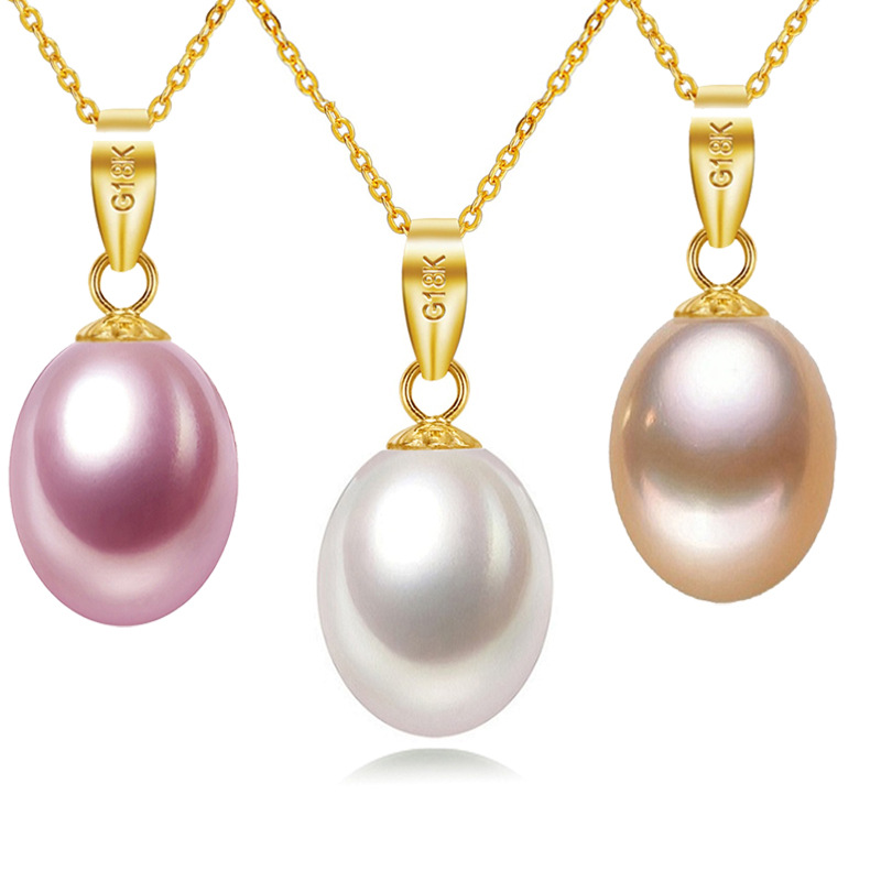 

Hongtong Natural Pearl 18K Pure Yellow Gold Real Natural Seawater Perl Necklace Fresh Water Pearl Necklaces, Picture