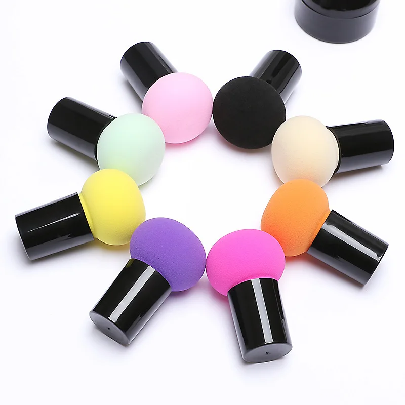

Round Head Small Mushroom Puff Beauty Makeup Tool Sponge Puff Wet and Dry Air Cushion BB Cream Foundation, Pink,rose,yellow,green