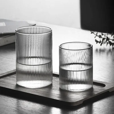 

Wholesale handmade vertical stripes glass water cup, As picture