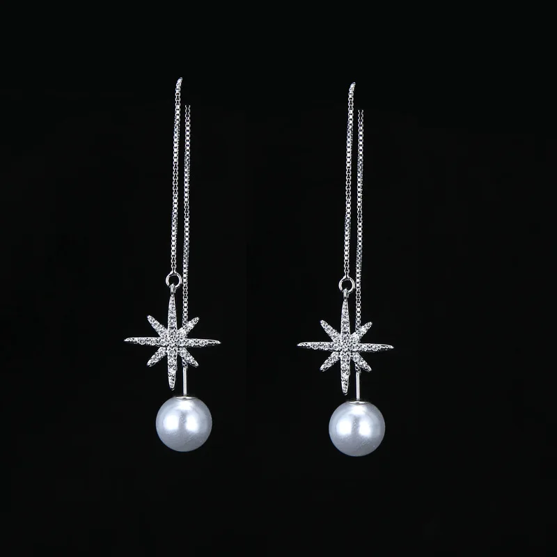 Tassel  pearl Earring 925 Sterling Silver Long drop Earrings For Women 2021Jewelry Gift