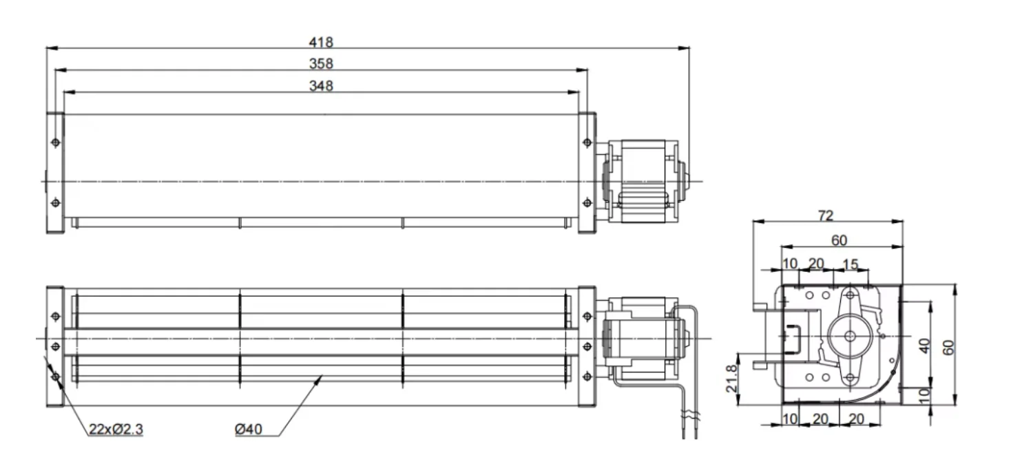 Cross Flow Fan, 230V, 40mm, Tangential - detail 12