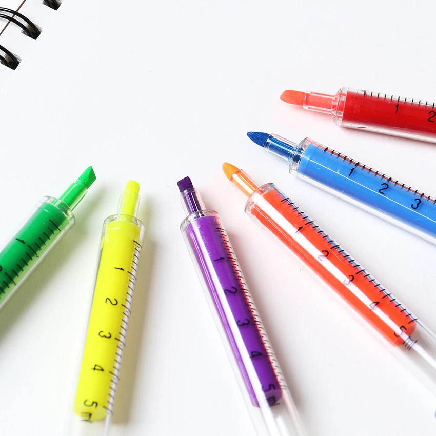 FayOK 6Pcs/Set Cute Stationery Needle Tube Syringe Highlighter Marker Nite Writer Pen Fashionable School Office Supplies FayOK 6Pcs/Set Cute Stationery Needle Tube Syringe Highlighter Marker Nite Writer Pen Fashionable School Office Supplies