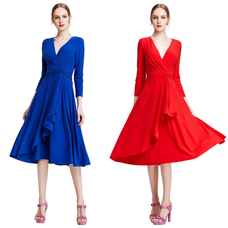 

D010 Spring Summer Fall High Quality Fashion Elegant Long Career Day Evening Casual Girls Women Dresses