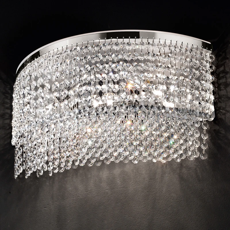 hotel led wall sconce with crystal fabric shade