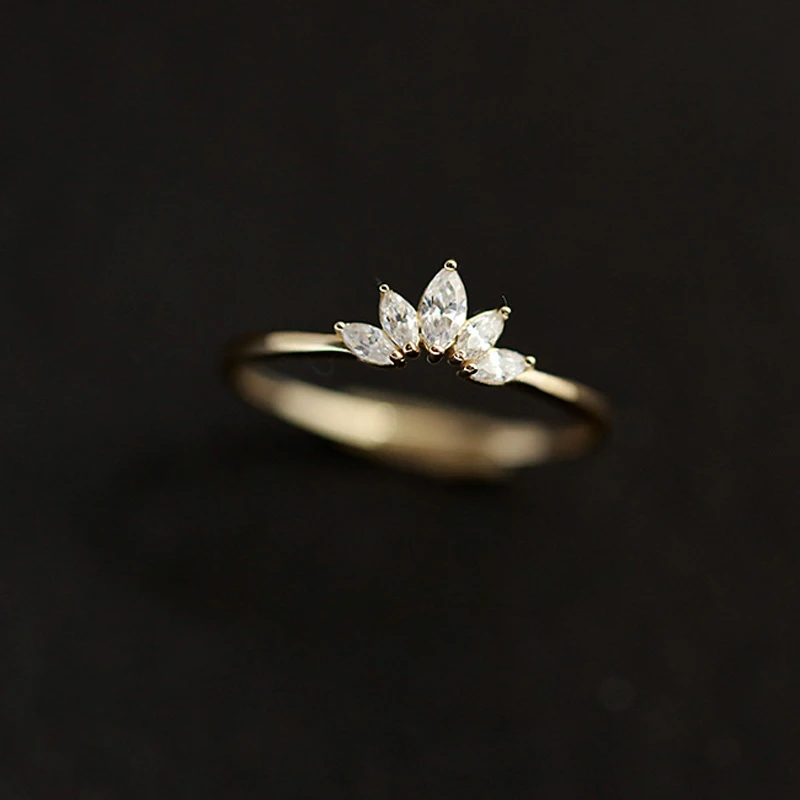 

14K gold plated dainty jewelry 925 sterling silver CZ diamond ring