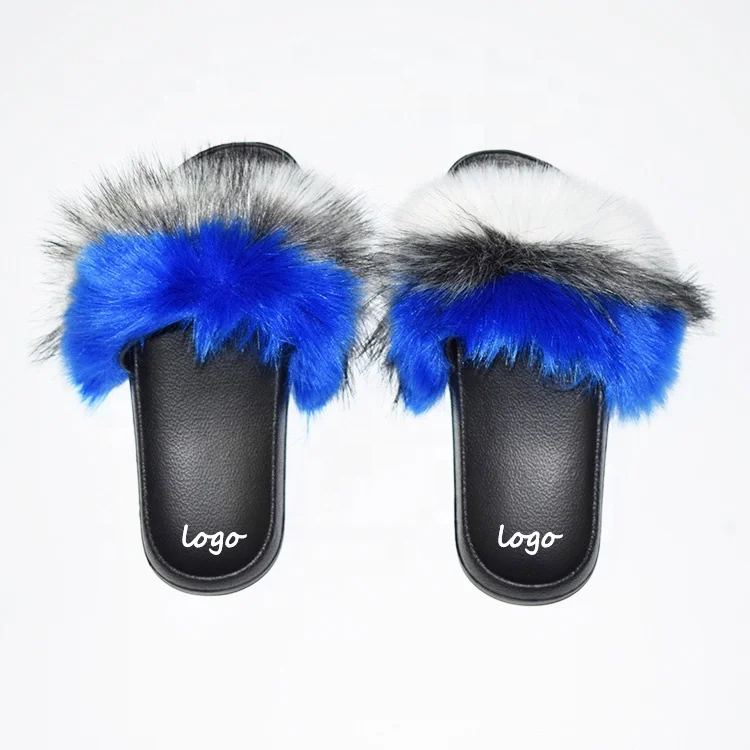 

Wholesale Cheap Furry Faux Raccoon Fur slippers Girls Sandals Fox Fur Slides