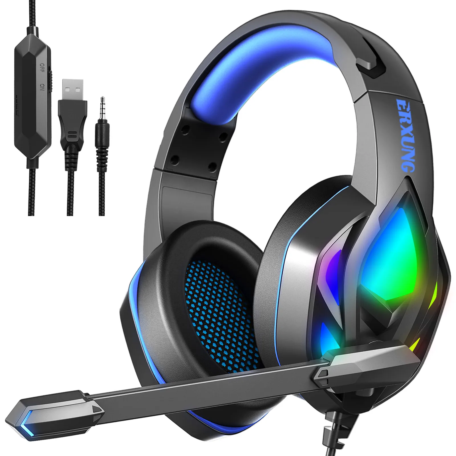 

Best Seller LED rgb 7.1 Surround Sound Stereo Wired Stylish Noise Cancelling Game Headphones ps4 Gaming Headset