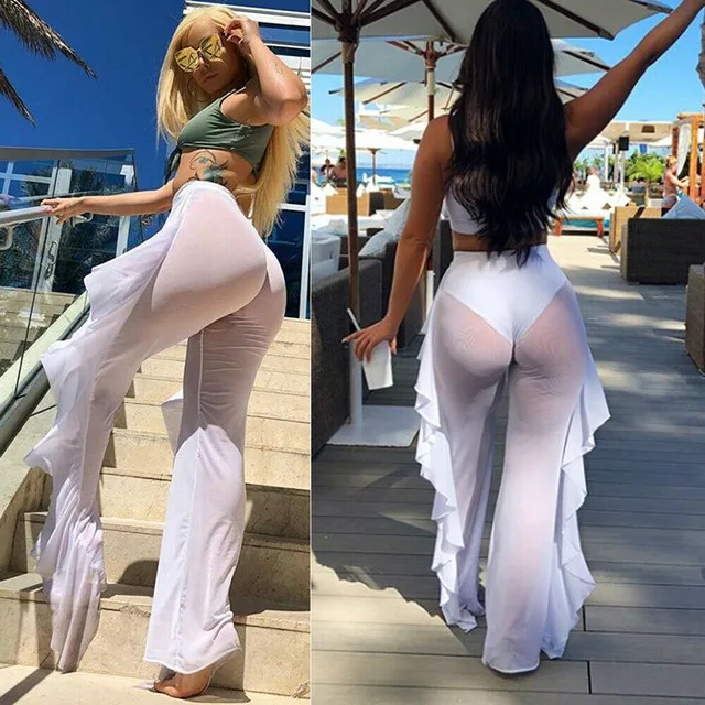 

2021 New Women Summer Sexy Pants See Through Gauze Woman Trousers, Customized color