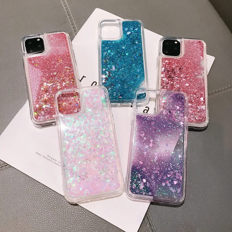 

for iphone moving liquid glitter quicksand phone case, for iphone 12 soft tpu clear blink sparkle waterfall sand cover