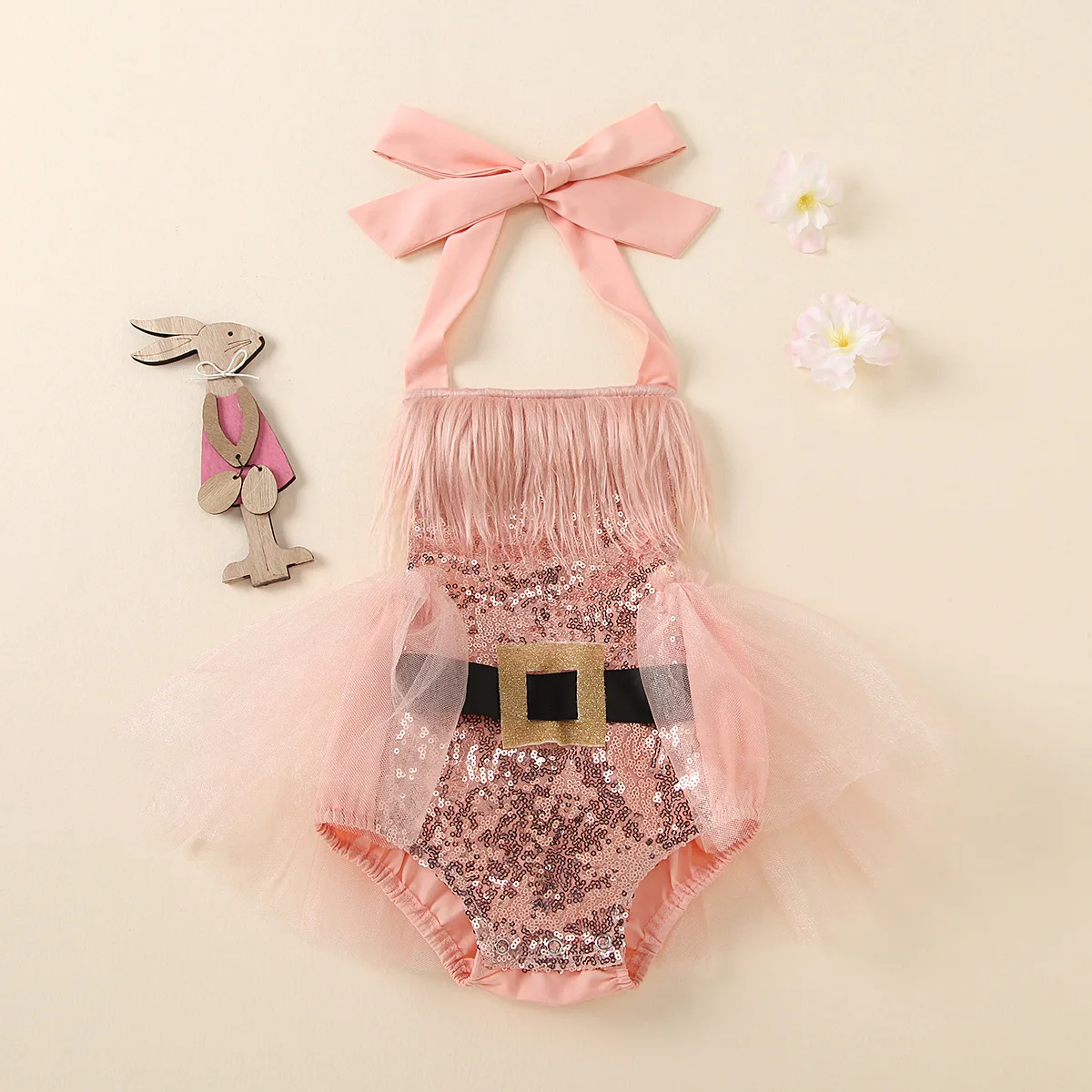

Boutique Infant Christmas Clothes Sequin Baby Girls Romper Children Bodysuit M2243