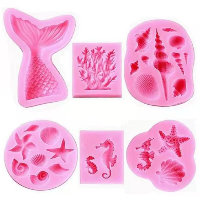 

MZL Marine Theme Fondant Silicone Mold Seashell Conch Mermaid Tail DIY Handmade Baking Tools For Mermaid Theme Cake Decoration