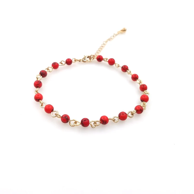 

Friedngship Bracelets for Women - 5mm natural red Stone Beads Jewelry Bracelet