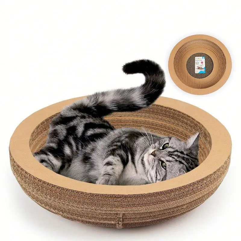 

Funny Scratcher Cat Toy Bowl-shaped Corrugated Cat Scratcher Cat Litter Rest Sleeping Pet Nest, Photo