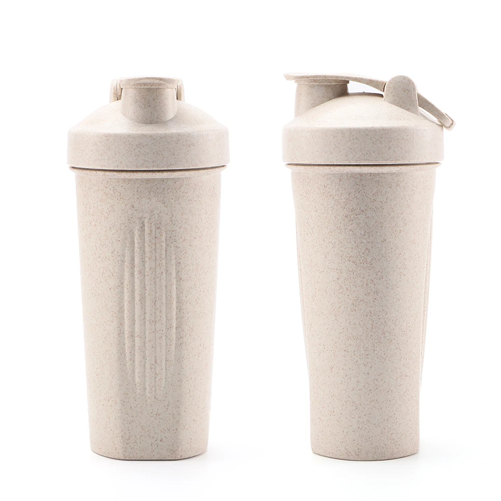 

Wholesale 20oz Eco Friendly Wheat Straw Custom Logo BPA Free Fitness Gym Shaker Bottle For Protein, Customerized