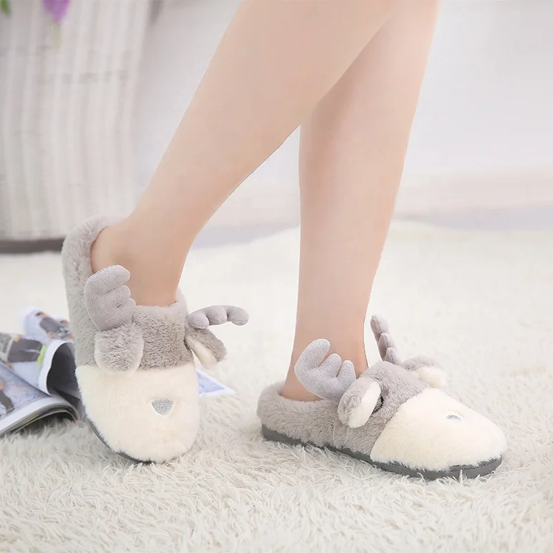 

Latest Design Animal Shaped Closed Toe Cute Ladies House Slip On Slippers, Grey,pink,can be customized