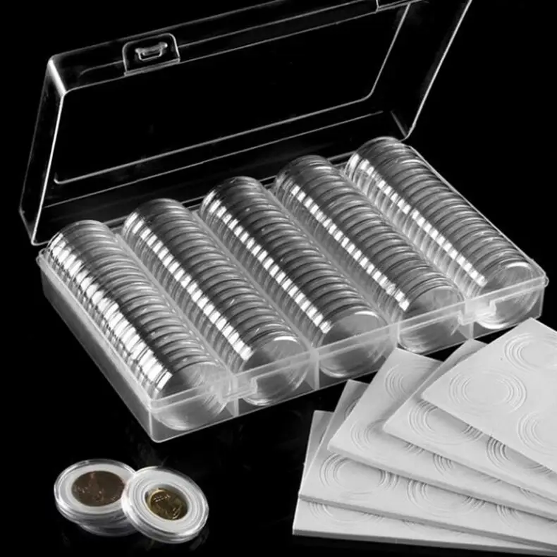 

5 Sizes Protect Gasket Coin Capsules Case 100 Pieces 30 Mm Coin Collection Holder, Clear