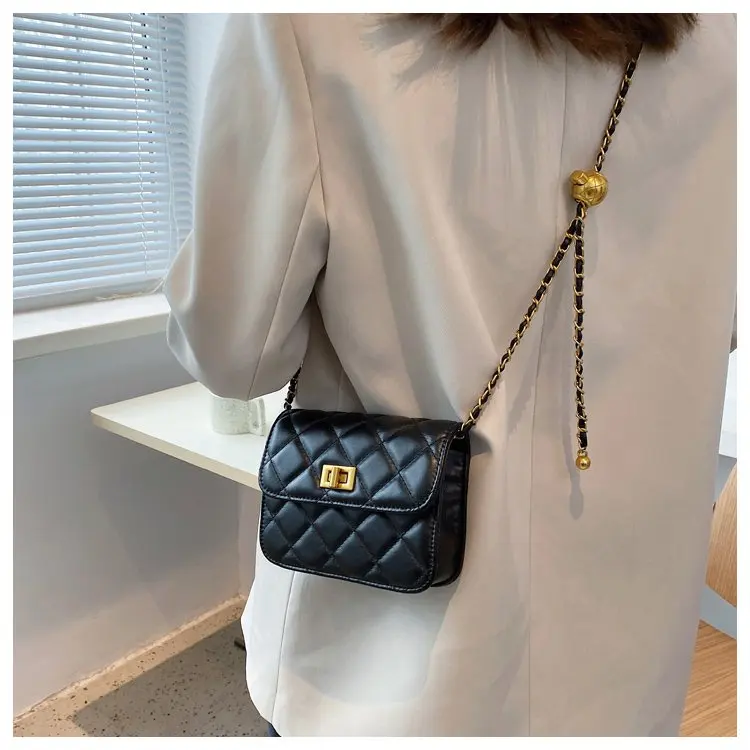 

Wholesale Fashion Designer Golden Ball Pu Leather Hand bag Chain Small Purses And Handbags Lady Shoulder Women Crossbody Bag, 2 colors