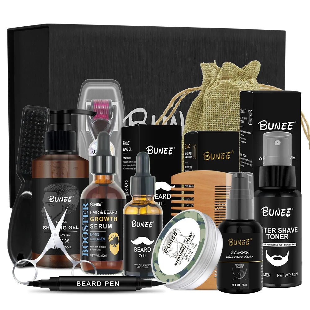 

Mens beard care set kit mens grooming kit private label beard oil balm beard growth kit