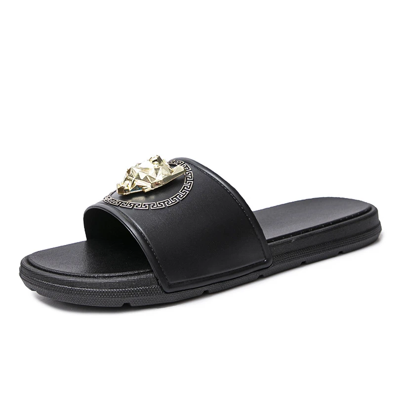 

New style slipper summer outdoor beach non-slip slide slippers fashion Leopard head summer slippers for men, Picture