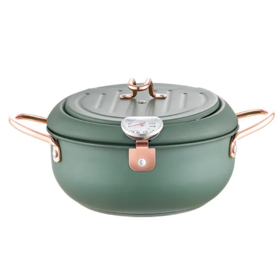 

XINCHU 304 Stainless Steel Deep Frying Pot Cookware Pot with Lid And Green Color