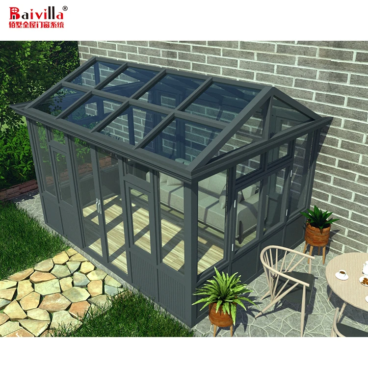 
Modern Glass Houses Outdoor Garden Sunroom Free Standing Solar Green Houses In China 