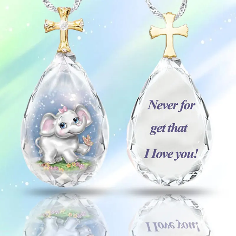 

Exquisite and Romantic Playing Lawn Baby Elephant Jewelry Crystal Drop Pendant and Cute Elephant Necklace