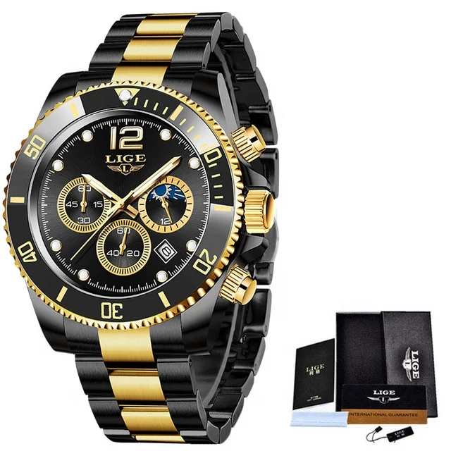 

Top Brand LIGE Quartz Watches with Stainless Steel Strap New Trendy Calendar Waterproof Luxury Wrist Watch Men Hour Clock reloj, According to reality