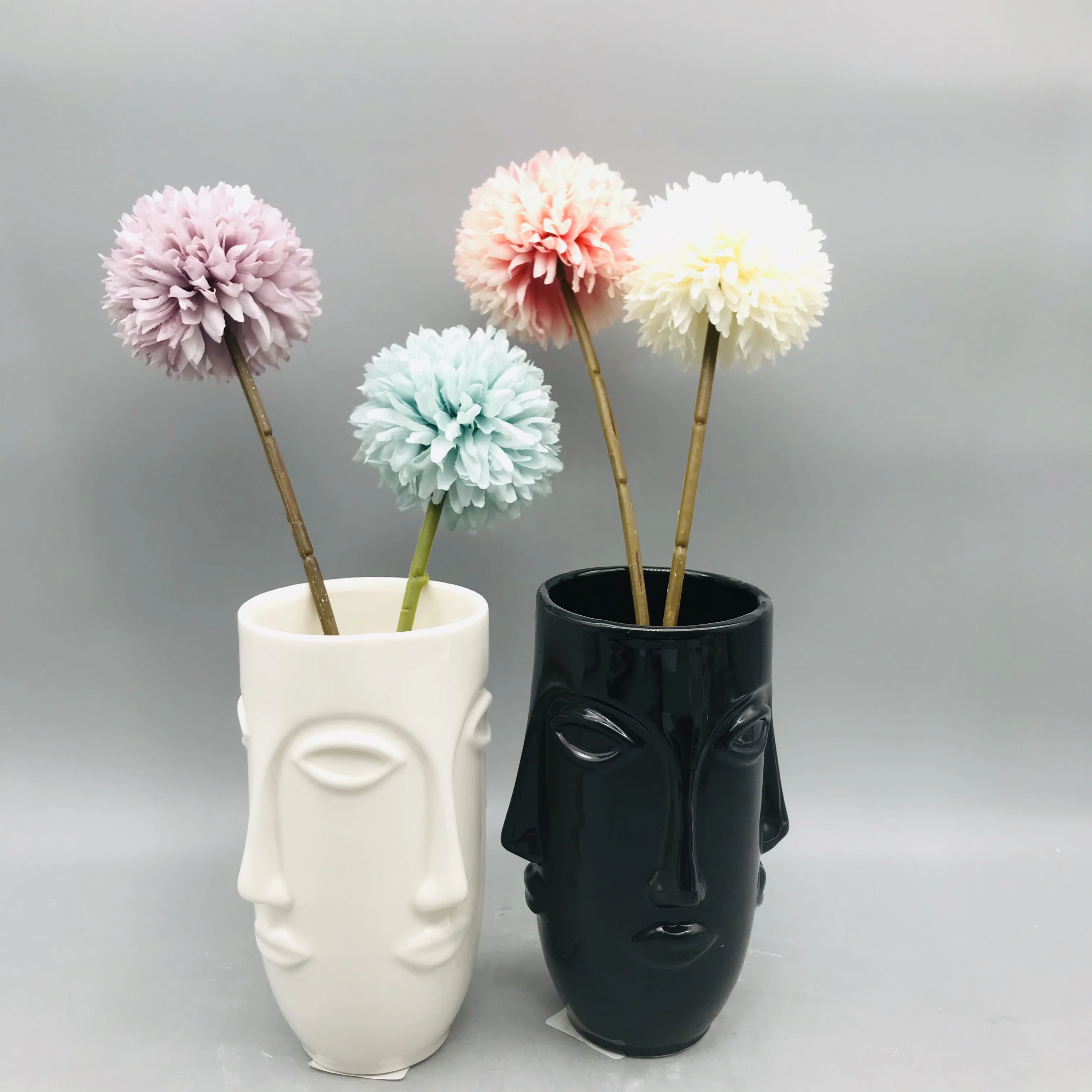 

Wholesale price human face wedding white vase ceramic, Black, white or custom