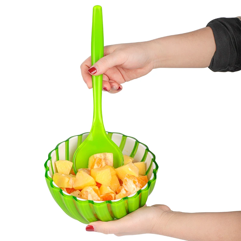 

High Quality 2 Piece Plastic Serving Salad Spoon Utensils Sets For Family, Two-tong color green