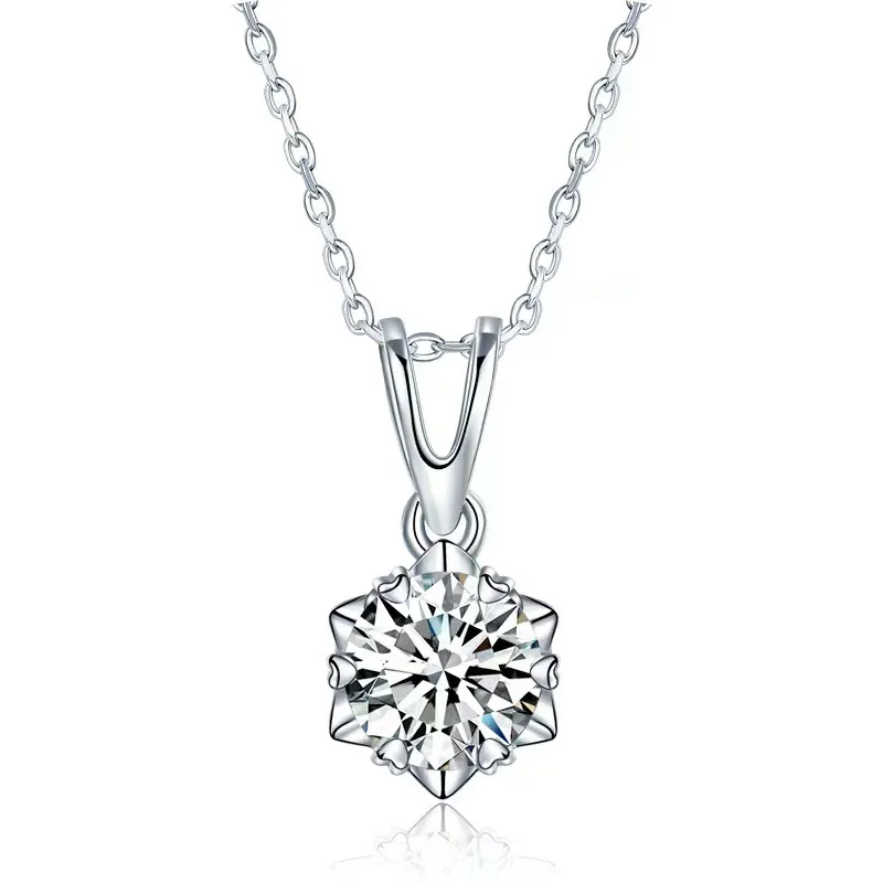

Snowflake Pendant 925 Sterling Silver Jewelry 6.5 mm Necklace Women For Wedding