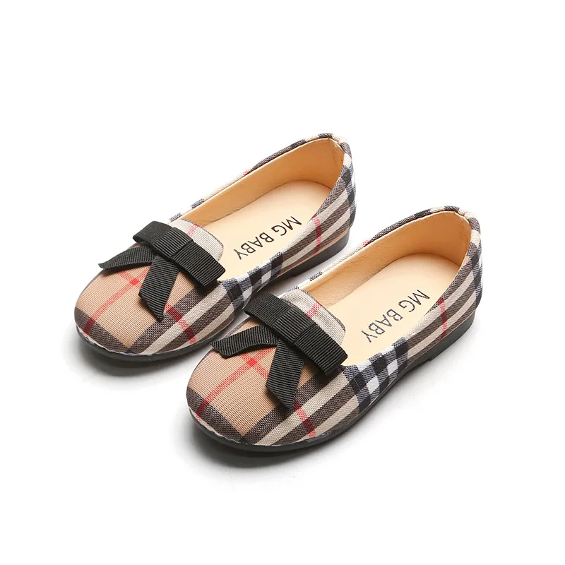 

Hot design beautiful bow design slip on girls shoes, Black/red