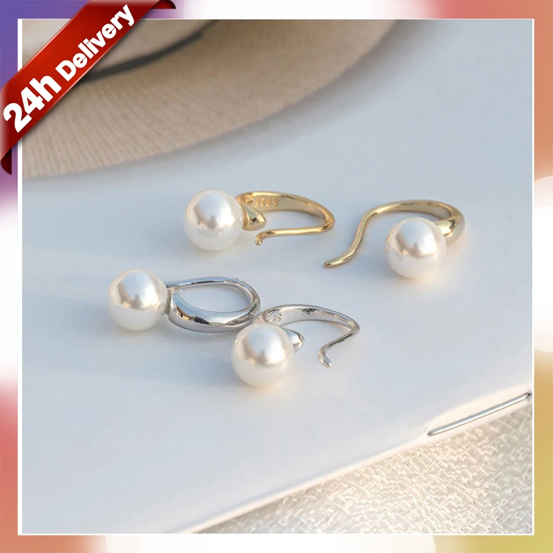 

Dylam NO MOQ Trendy Earrings Elegant Earring Hooks 925 Sterling Silver Pearl Hoop Gold Filled Dainty Fresh Water