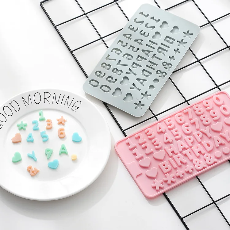 

Digit Letter Happy Birthday Fondant Mold Silicone Chocolate Molding Mold DIY fondant making tools