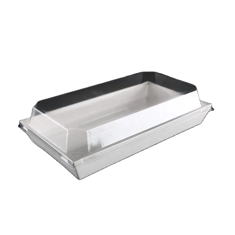 

New Design Eco-friendly Disposable Biodegradable Paper Sushi Takeaway Box with Clear Transparent Lid, White