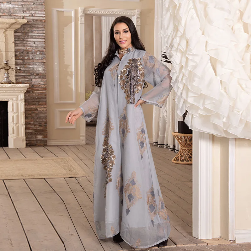 

IDS dubai abaya 2020 luxurious sequin women abaya muslim dress embroidery abaya, Photo shown