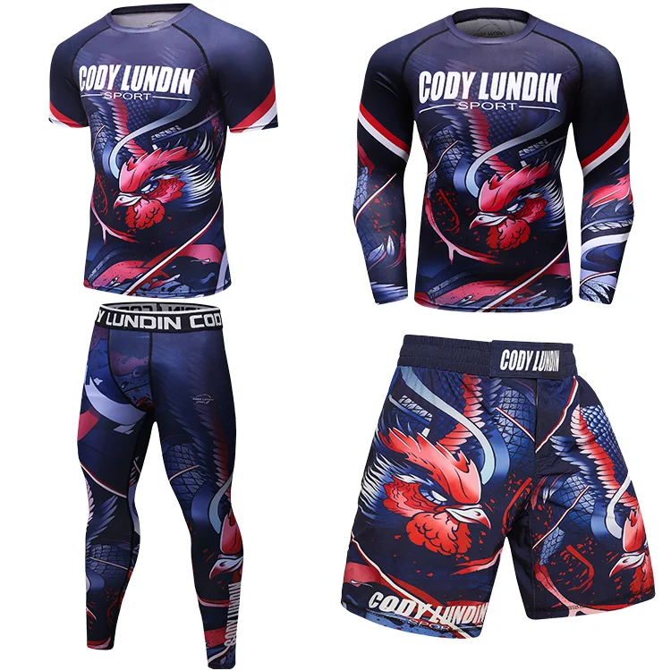 

Cody Lundin Gym Clothing 4 Piece Set Jiu Jitsu Suits Rashguards MMA Shorts Grappling Spats, Customized color