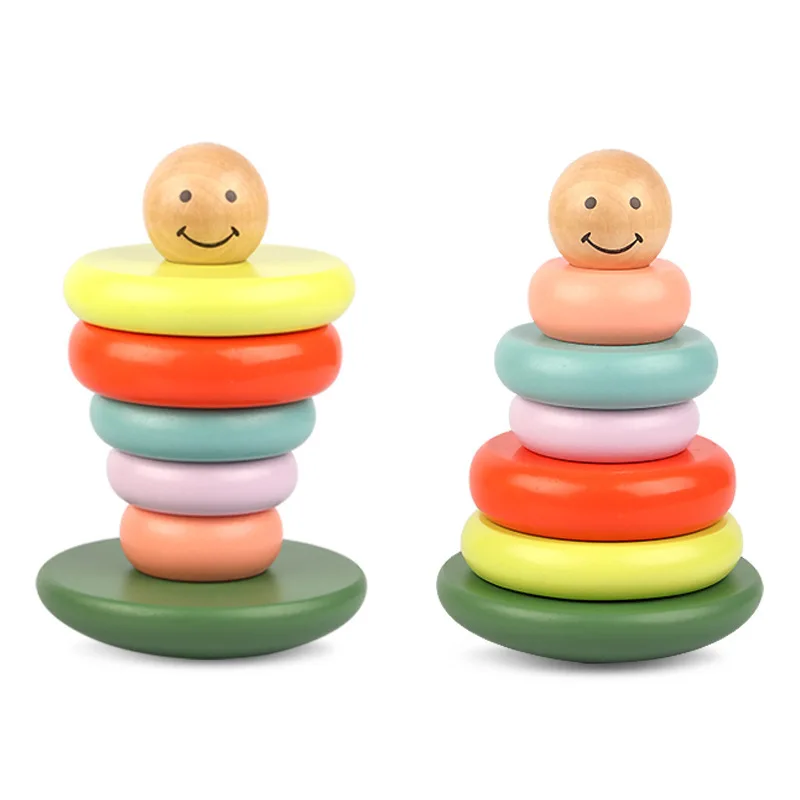 

2020 Christmas gift promotion wooden stacking toys wooden tower ring stacking games montessori cognition training stacking toys