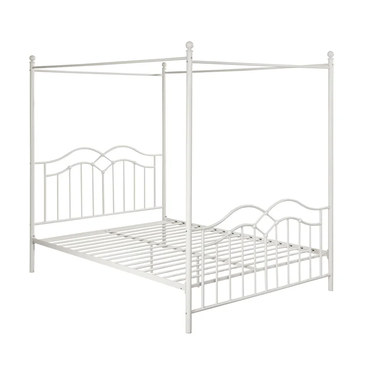 

Free Shipping Within The U.S. Traditional Iron Canopy Queen Bed Frame, White