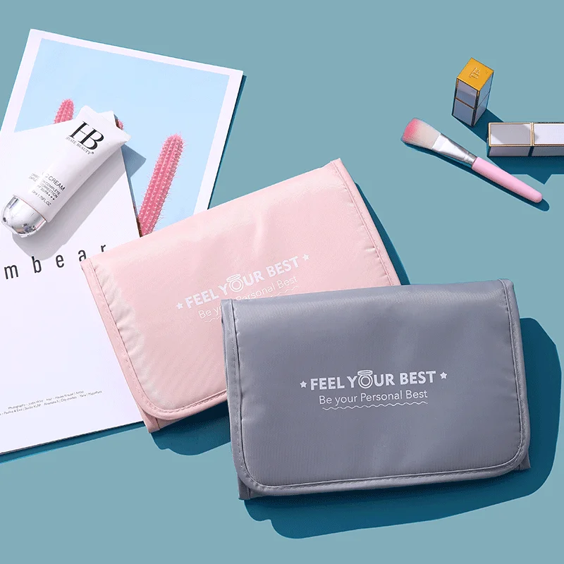 

New custom makeup bag Portable detractable wash bag Cosmetics storage bag Solid color, Multiple color options