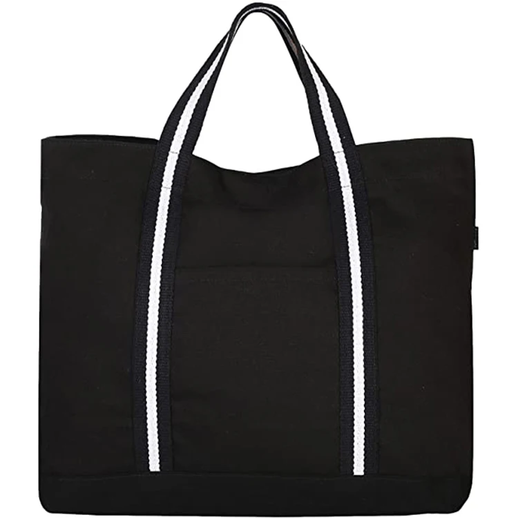

Qetesh 2021 Fashion Reusable Shopping Handbags Large Capacity Ladies Bag, Black