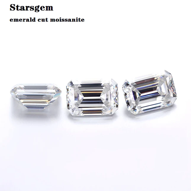 

Starsgem Forever Shining moissanites Super White Color emerald cut Loose moissanite diamond for jewelry rings