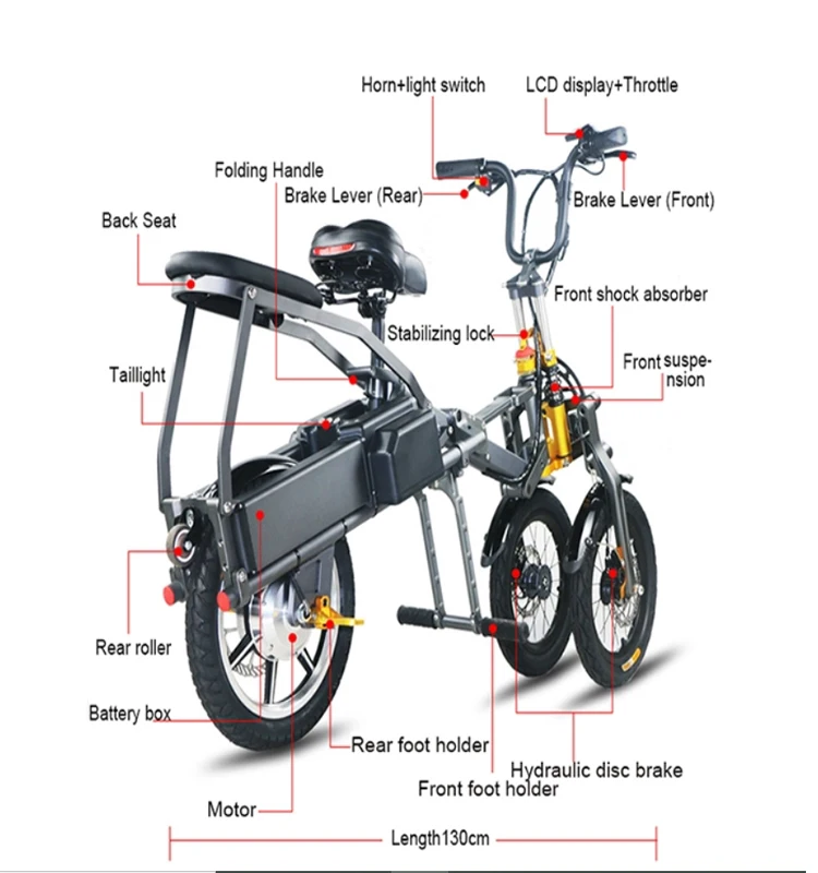 The Annual Big Sale 14 Inch Electric Three/3 Wheel Bike 48v 350w High