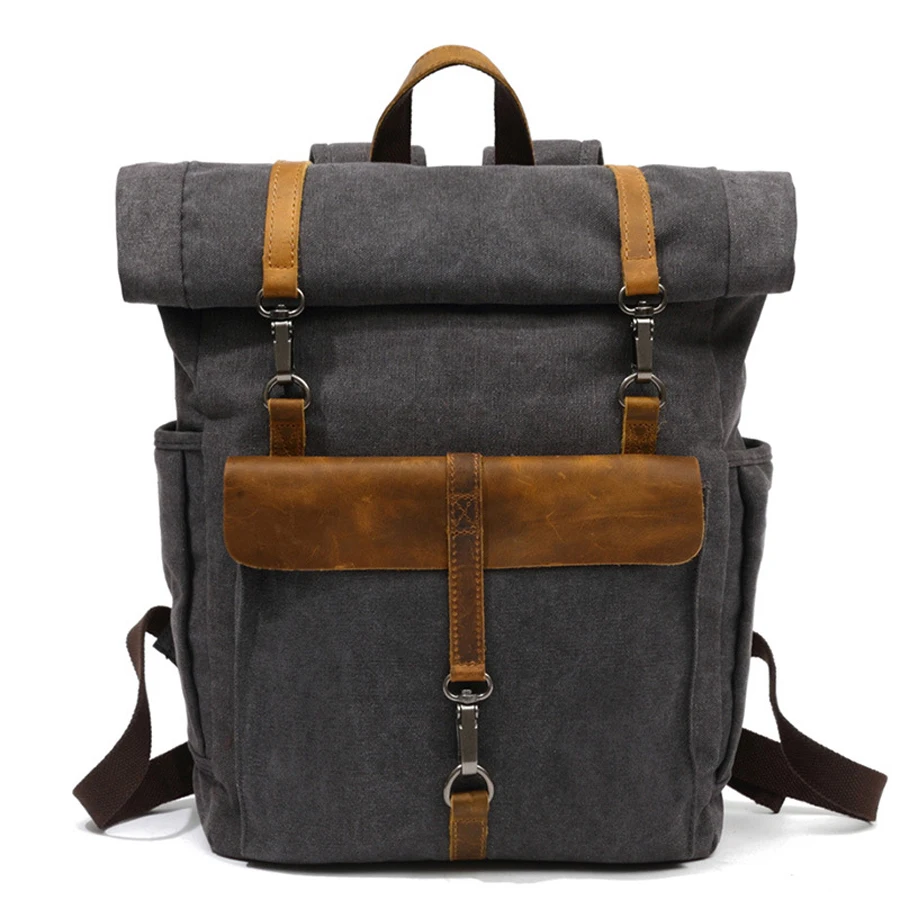 

In Stocks Outdoor canvas roll top backpack cycling backpack bike bags vintage canvas backpack, Customized