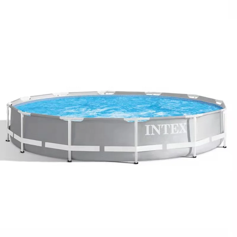 

3.7M Prism frame premium pool set 12FT*30IN PVC swimming pools, Grey