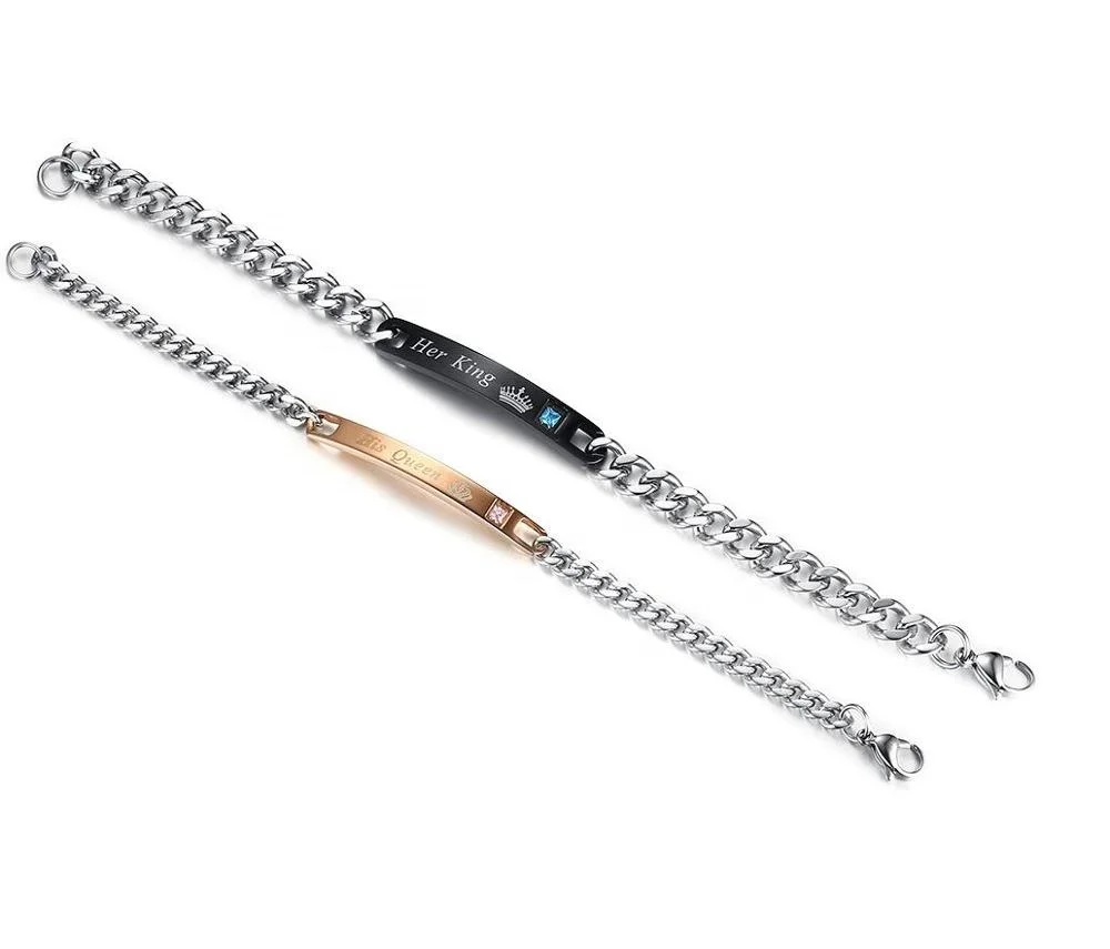 

Latest Stainless Steel His and Hers Bracelets Couple Bracelet, Gold, black