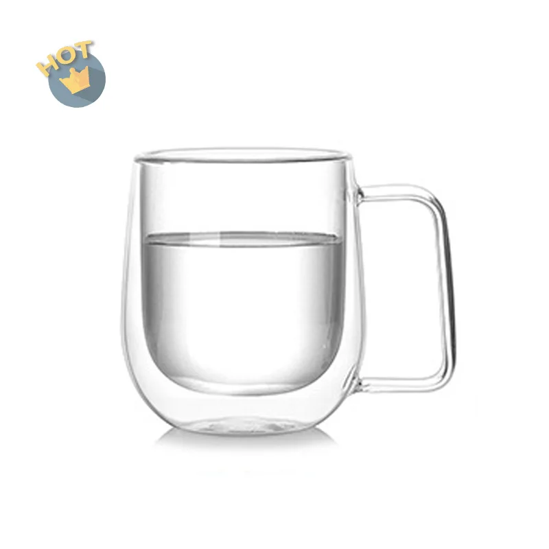 

Wholesale 250ml 8oz High Quality Creative Handmade Borosilicate Insulated Coffee Mug Double Wall Glass Tumbler Mini Mug, Transparent